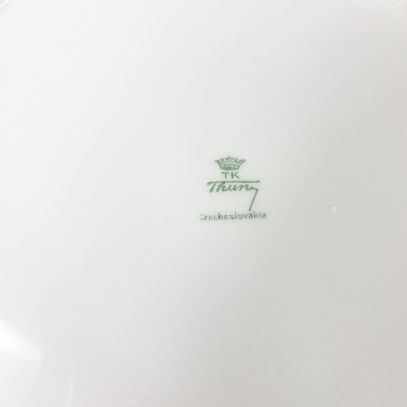 Tk Thun Czechoslovakia Floral & Butterfly Plates W/ Basket Weave Border Set Of 6 - Picture 4 of 11